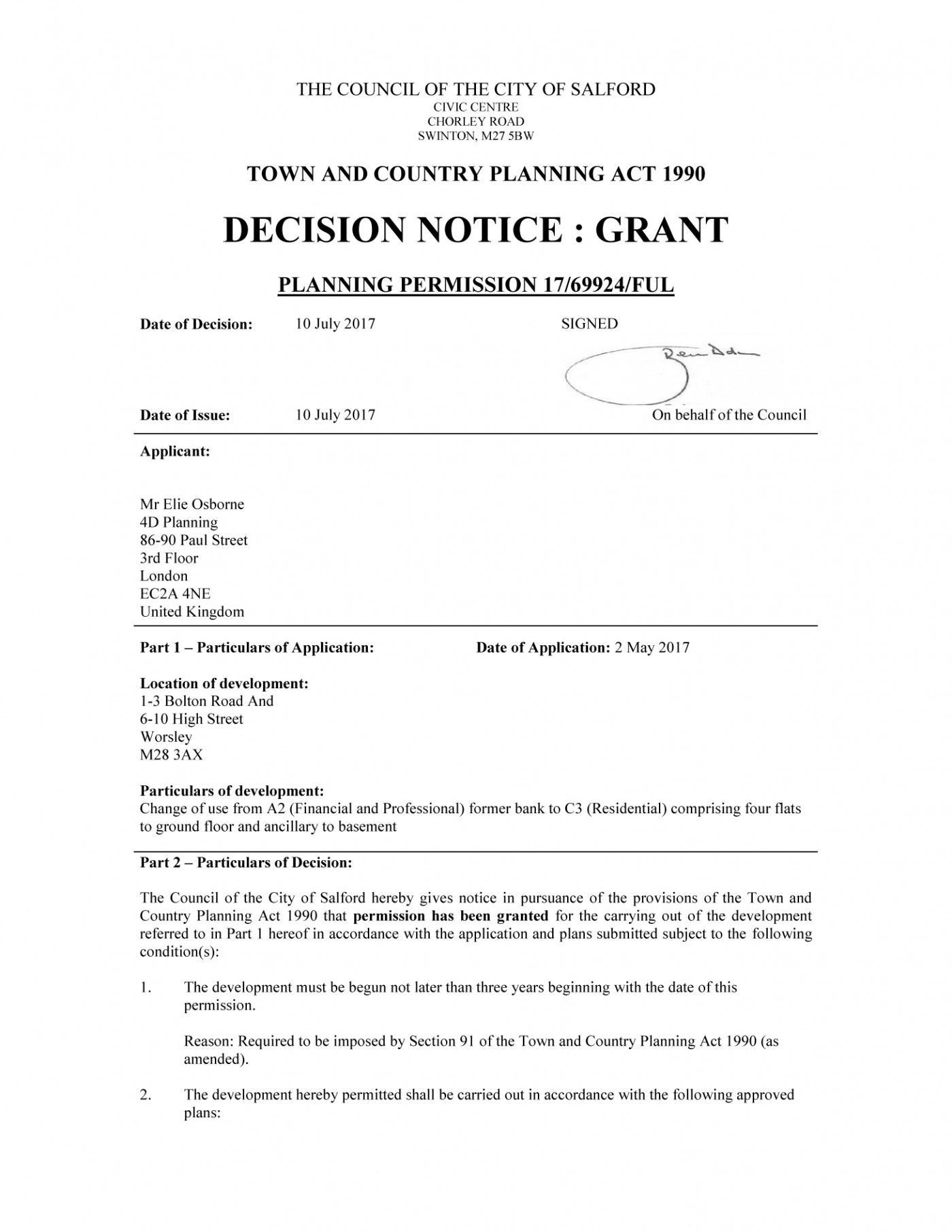 decision notice - A2 - C3 - Salford