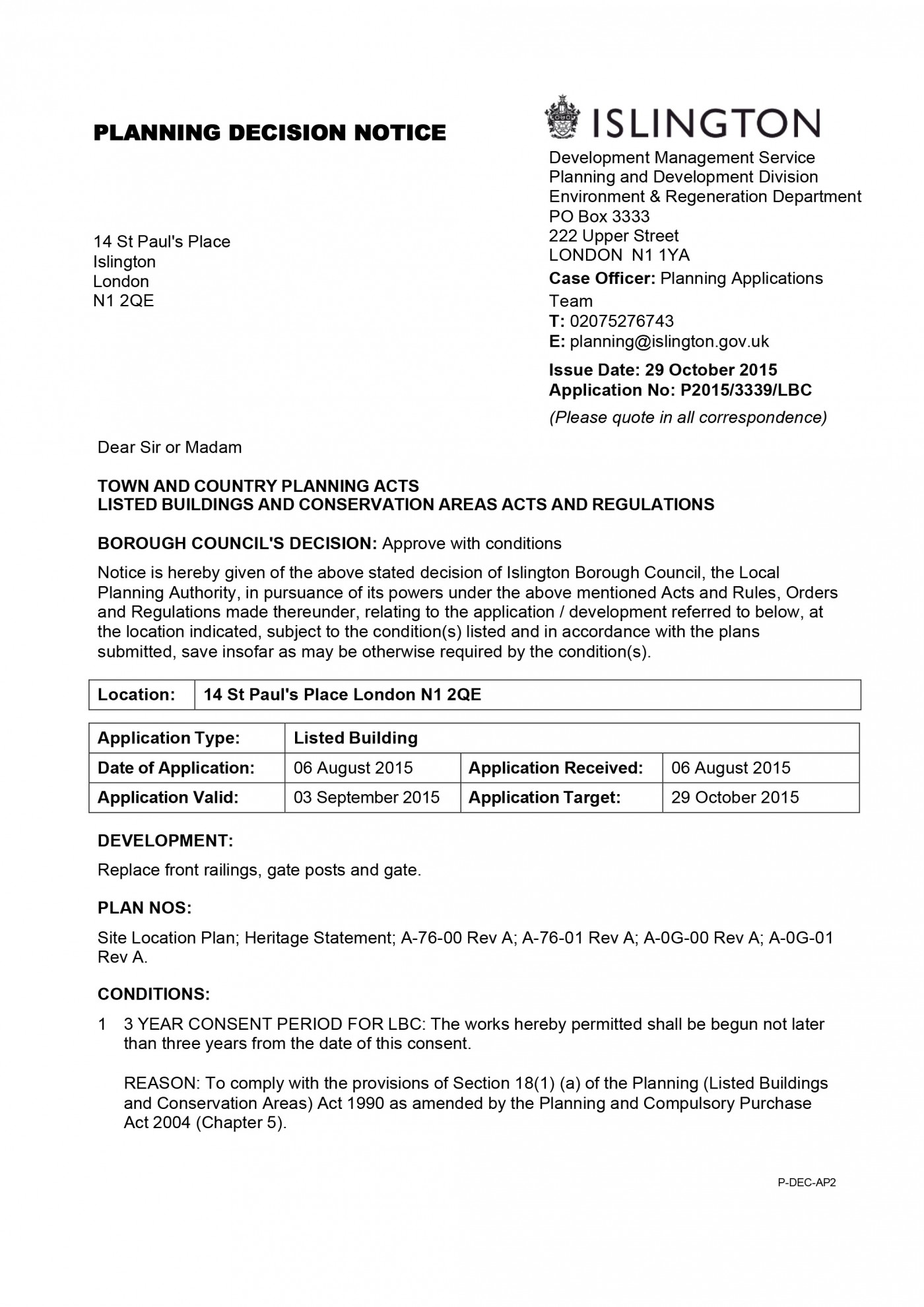 islington council planning permission