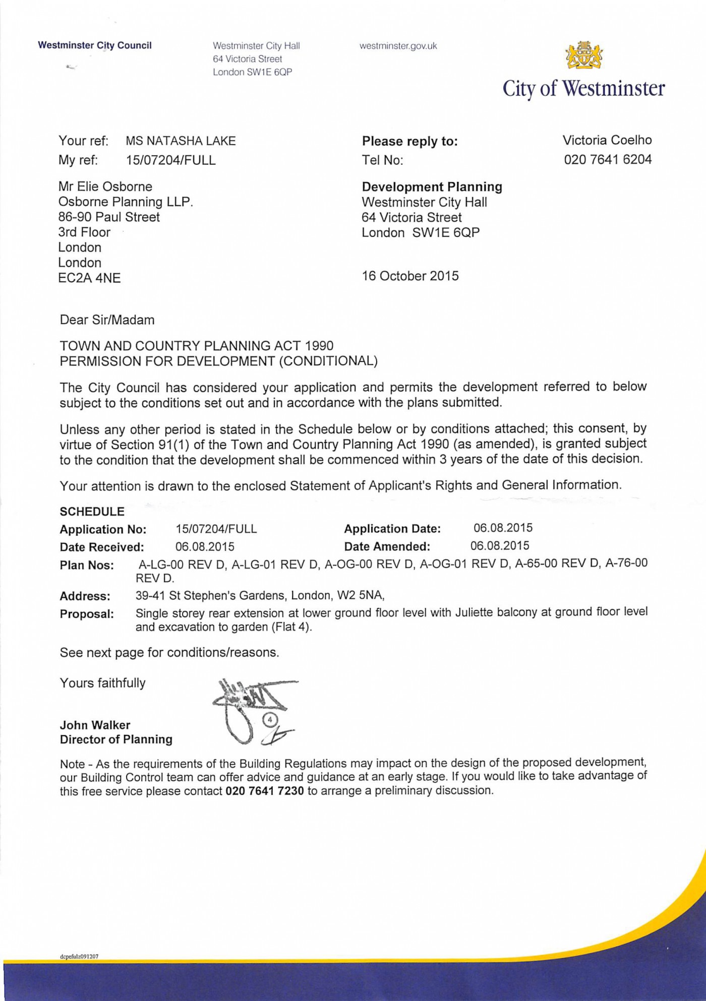 Decision Notice - Westminster Council Granted Permission