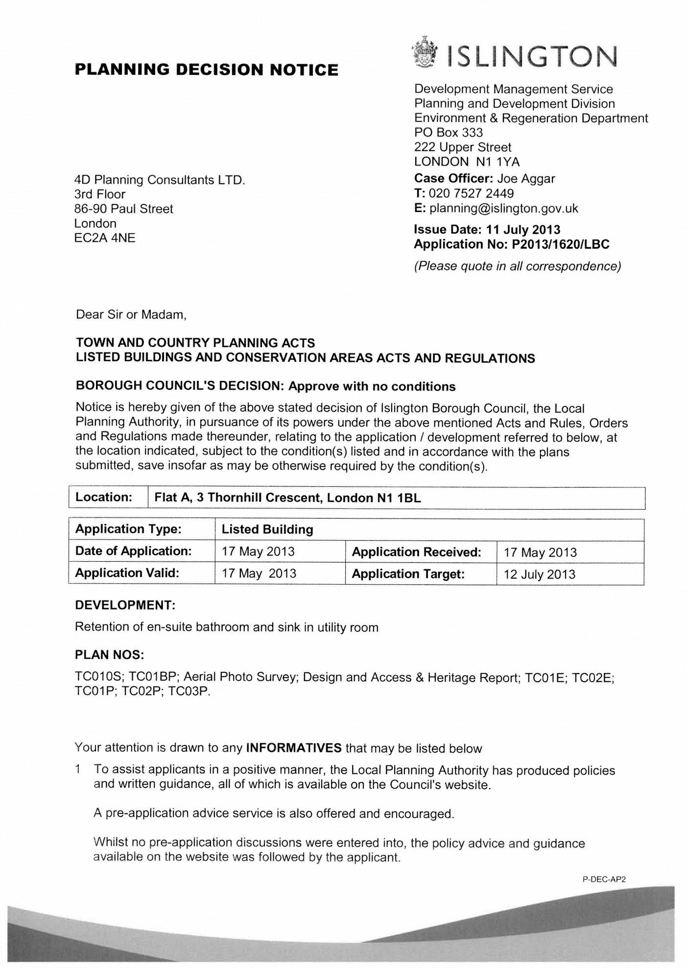 decision notice - Islington Council