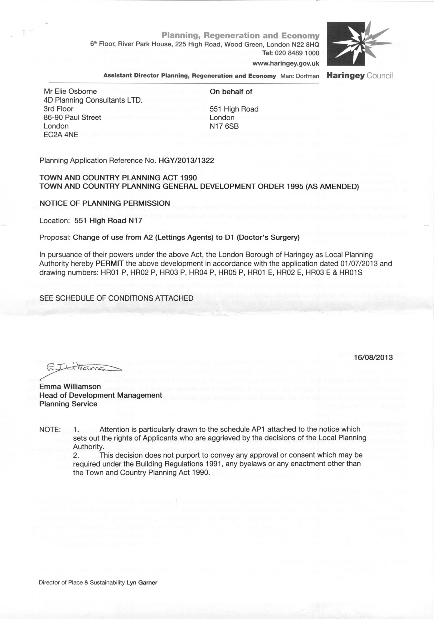 Haringey Council Decision Notice - Granted Planning Permission