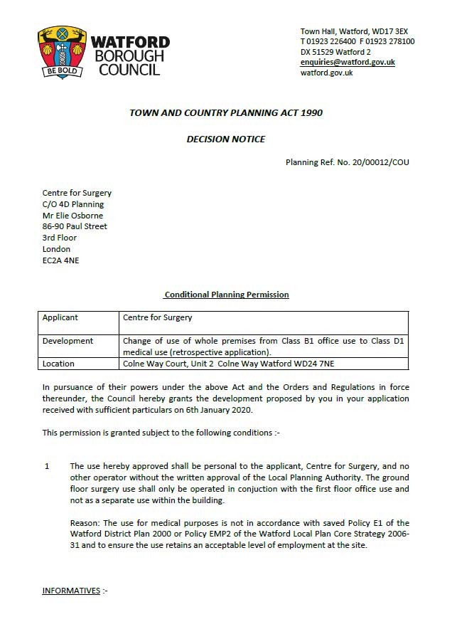 Approval Notice - Watford Council