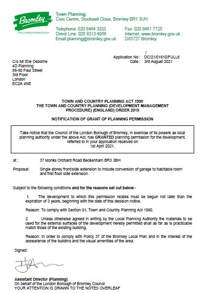 Decision Notice -  Bromley Council