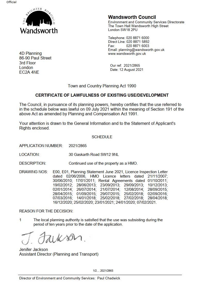 Decision Notice -  Wandsworth Council