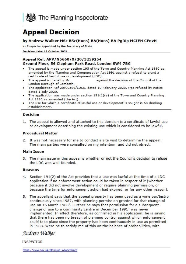 Approval Notice - Lambeth Council