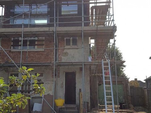 Rear view of house - During Works