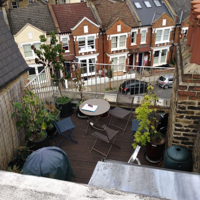 Roof terrace, external rear staircase from third floor